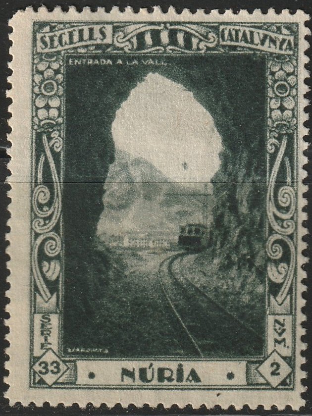 Espana Spain poster stamps vinetas railway ferrocarril tren Nuria Monastery