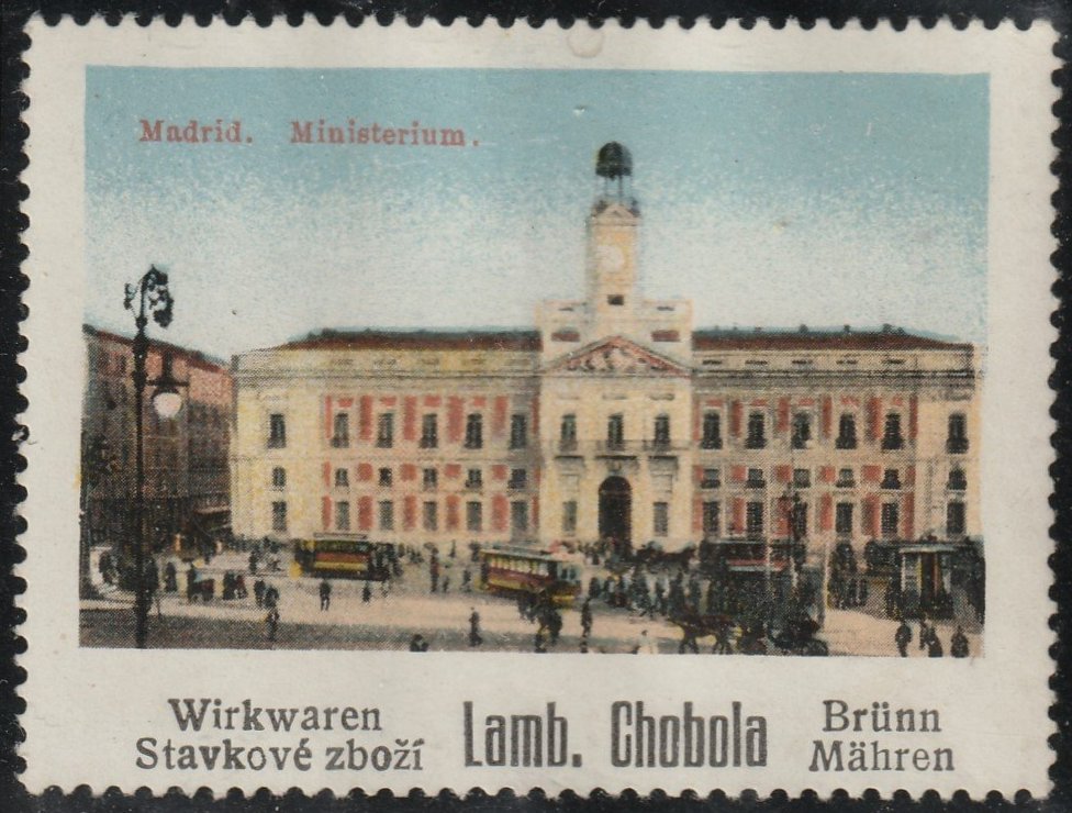 Espana Spain poster stamps vinetas railway tramway tramvia trade and exhibition exposition