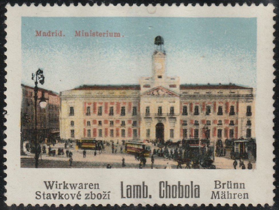 Espana Spain poster stamps vinetas railway tramway tramvia trade and exhibition exposition