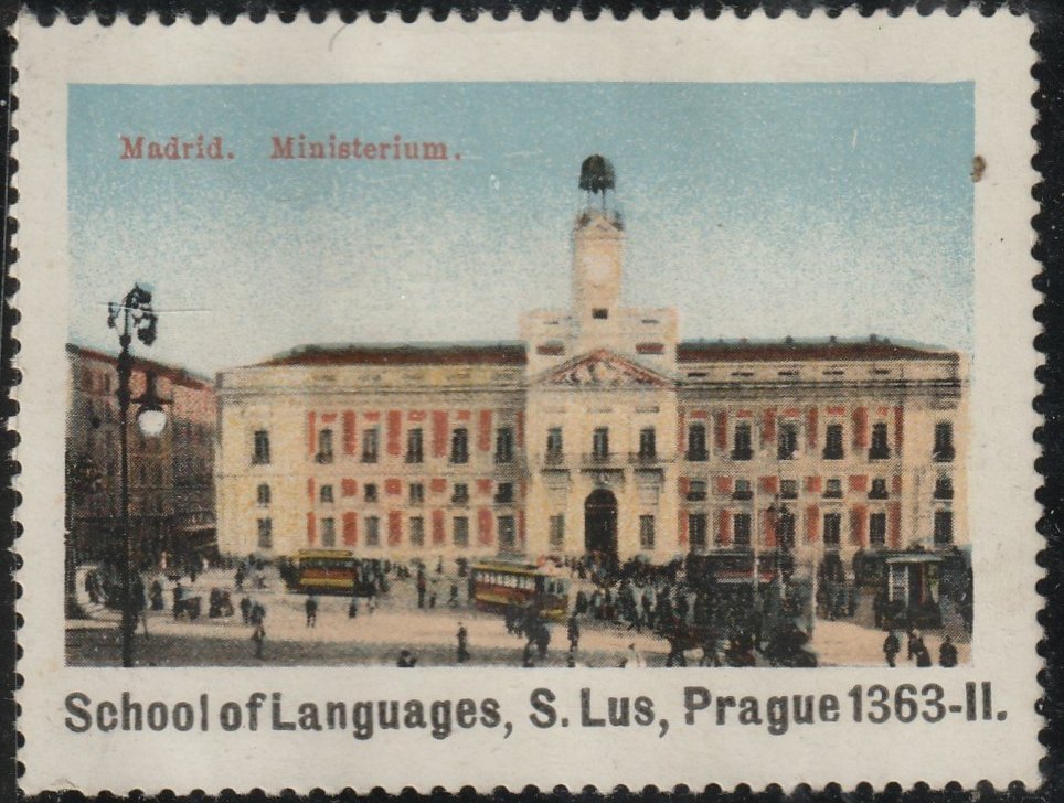 Espana Spain poster stamps vinetas railway tramway tramvia trade and exhibition exposition