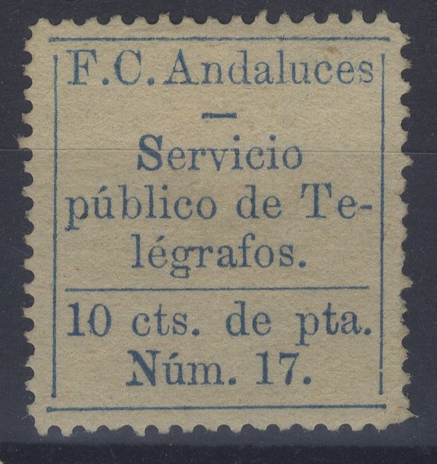 Francobolli Spagna Ferrovia Ferrocarriles Andaluces 10c Perf 13.5