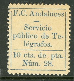 Railway telegraph Andaluces 10c Perf 13.5