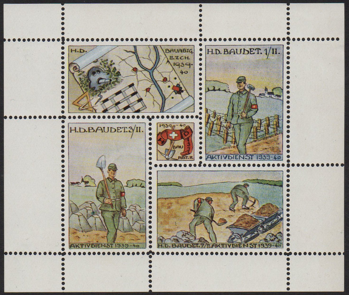 Schweiz Suisse Switzerland Soldatenmarken Eisenbahn Soldier Stamps Railway Baudienst Hilfdienst Baudet.7/11