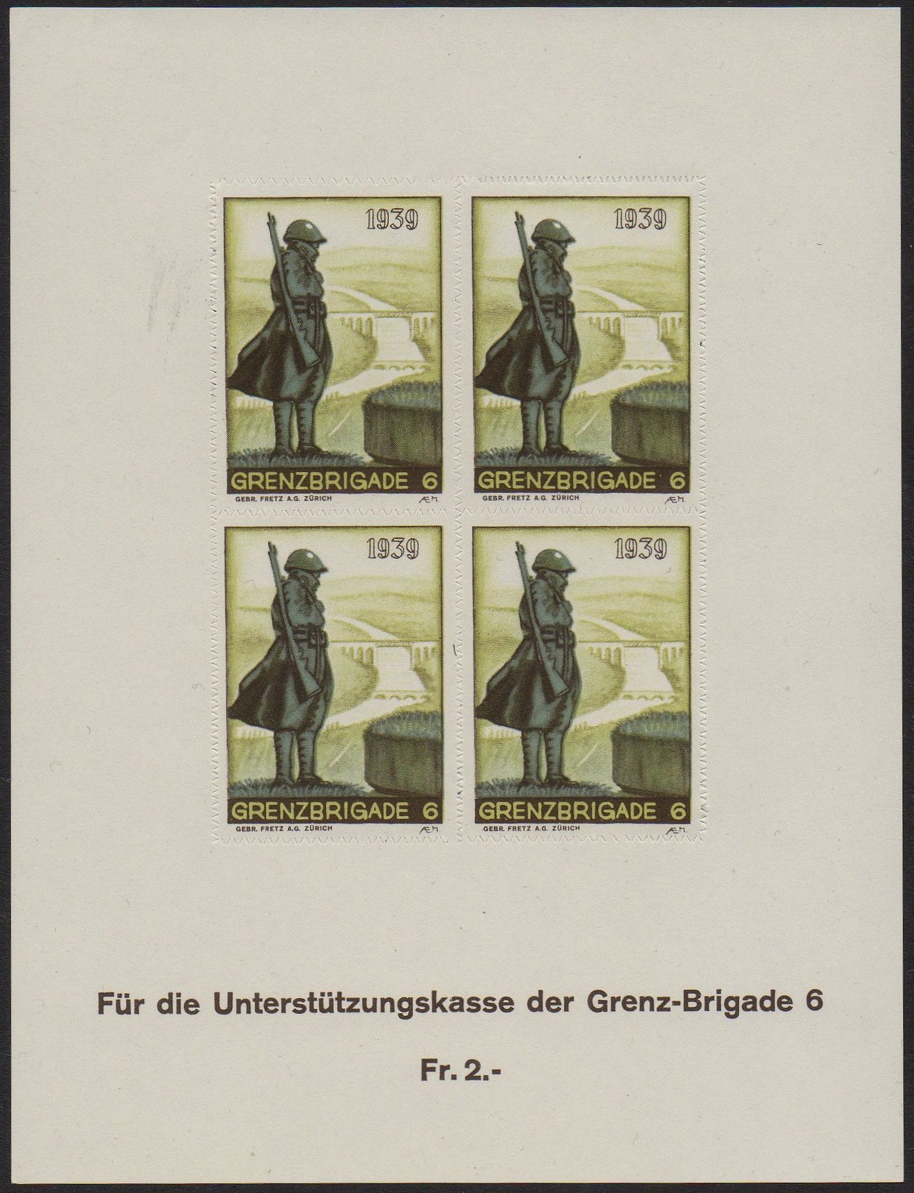 Schweiz Suisse Switzerland Soldatenmarken Eisenbahn Soldier Stamps Railway Grenzbrigade 6