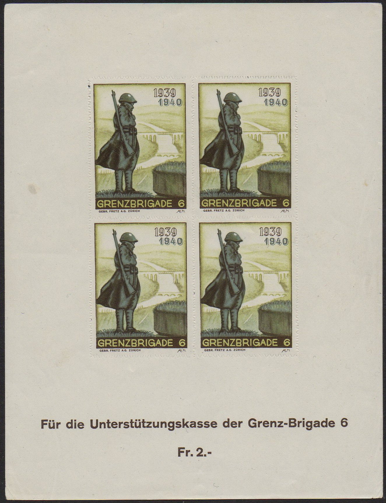 Schweiz Suisse Switzerland Soldatenmarken Eisenbahn Soldier Stamps Railway Grenzbrigade 6