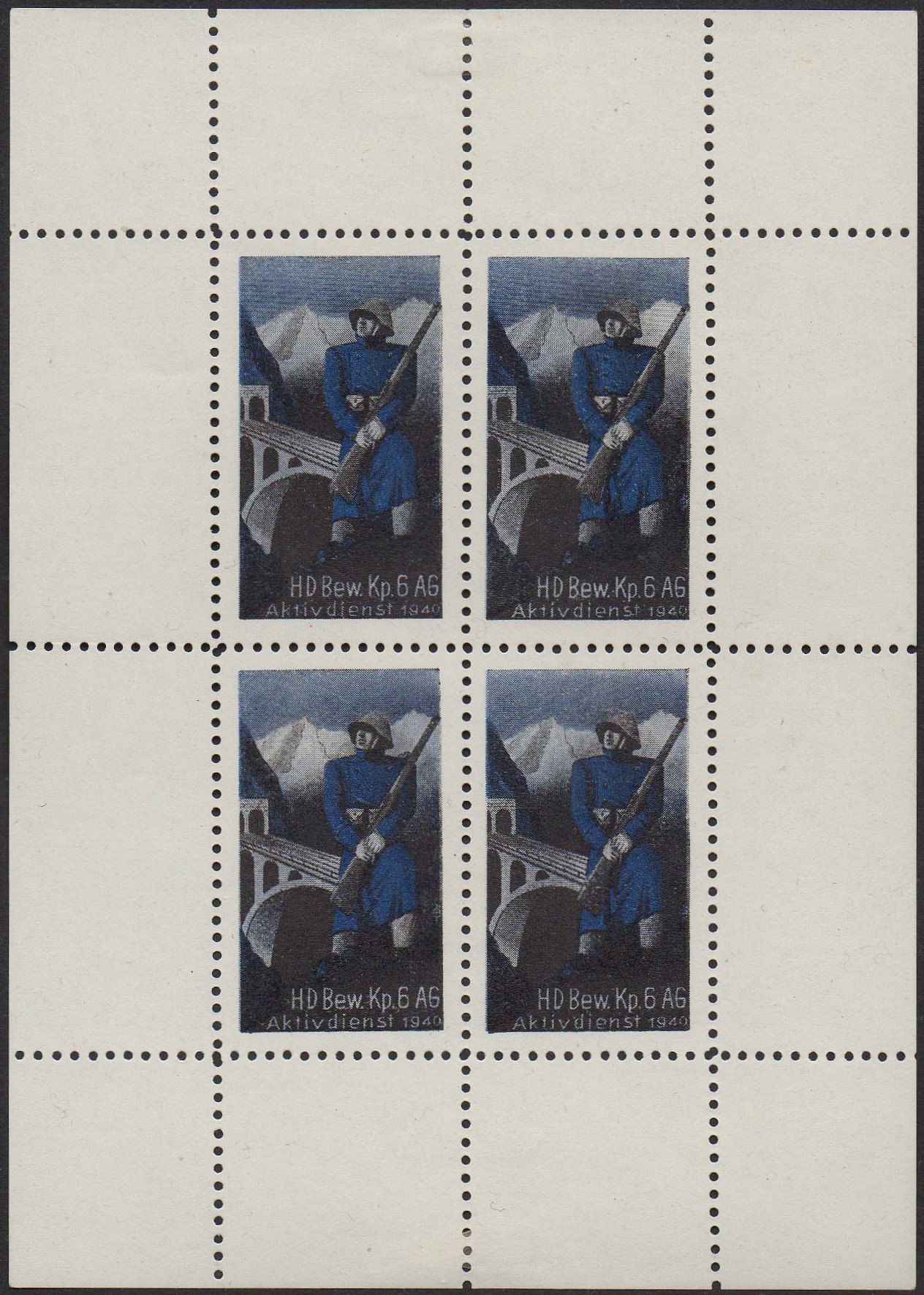 Schweiz Suisse Switzerland Soldatenmarken Eisenbahn Soldier Stamps Railway Hilfdienst Bewachungsdienst Bew KP 6 AG