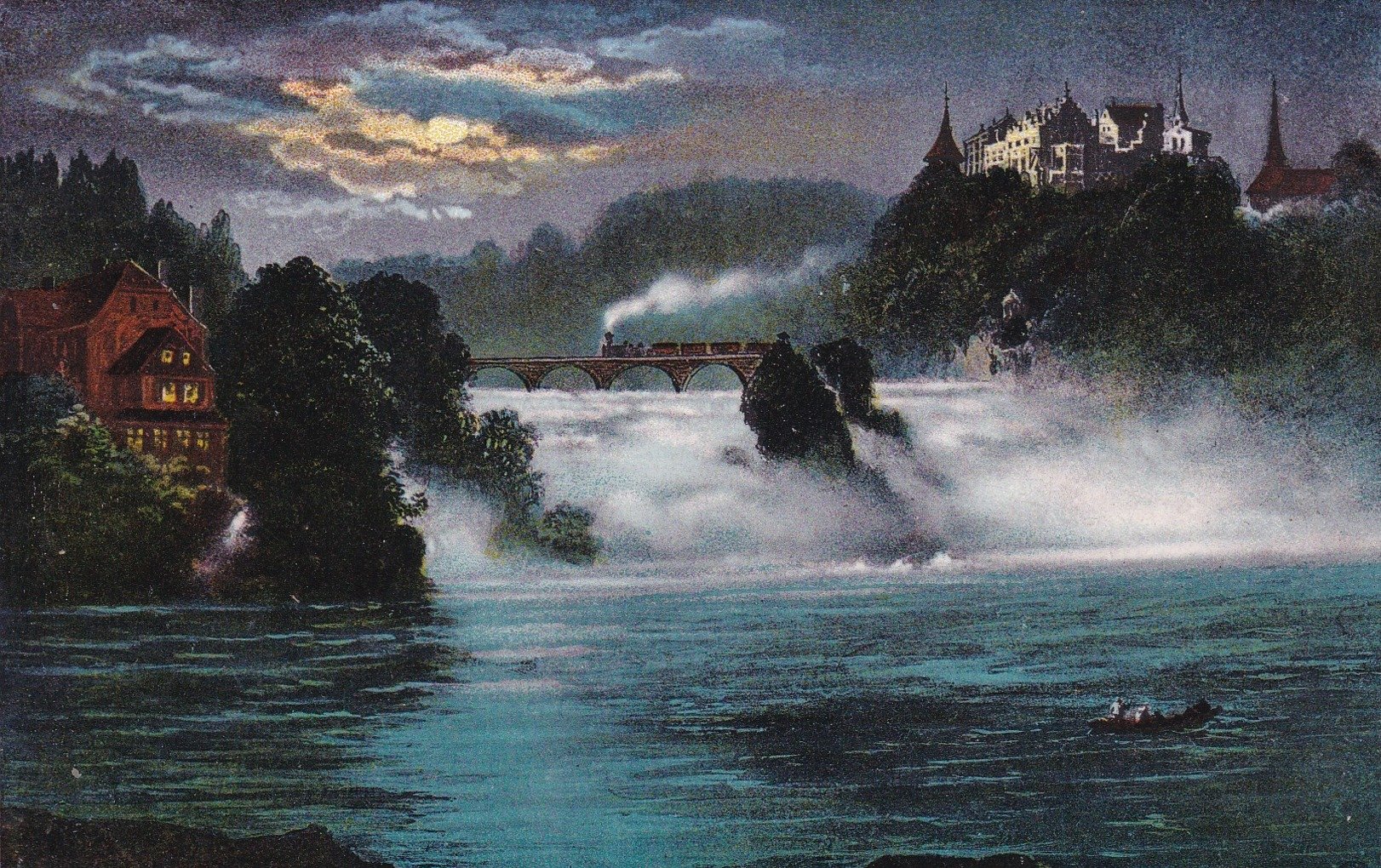 Schweiz Switzerland Rheinfall & train zug
