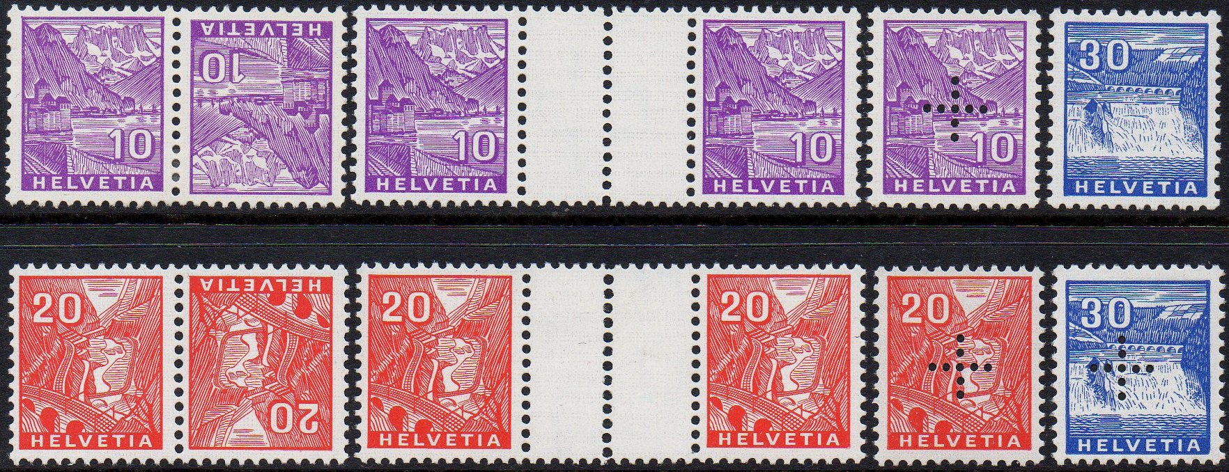 Urmarken Schweiz 1934 Eisenbahnmotiv Switzerland Definitive stamps 1934 Railway