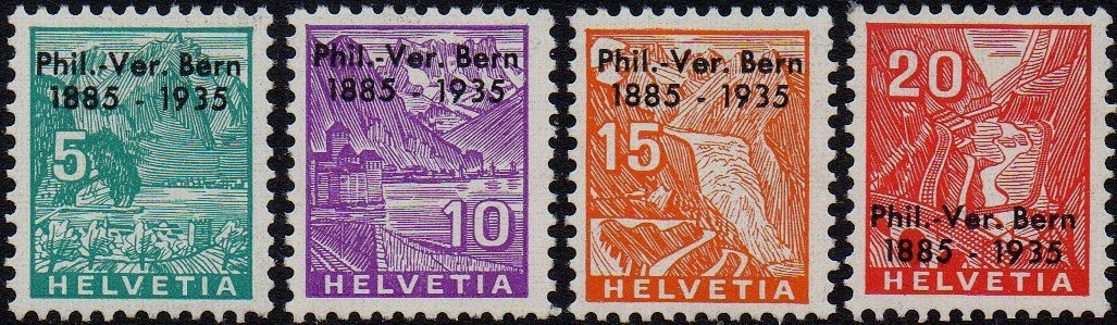 Briefmarken Schweiz Switzerland 1935 NABA Philatelische Verein Bern 1885-1935 Eisenbahnmotiv Railway