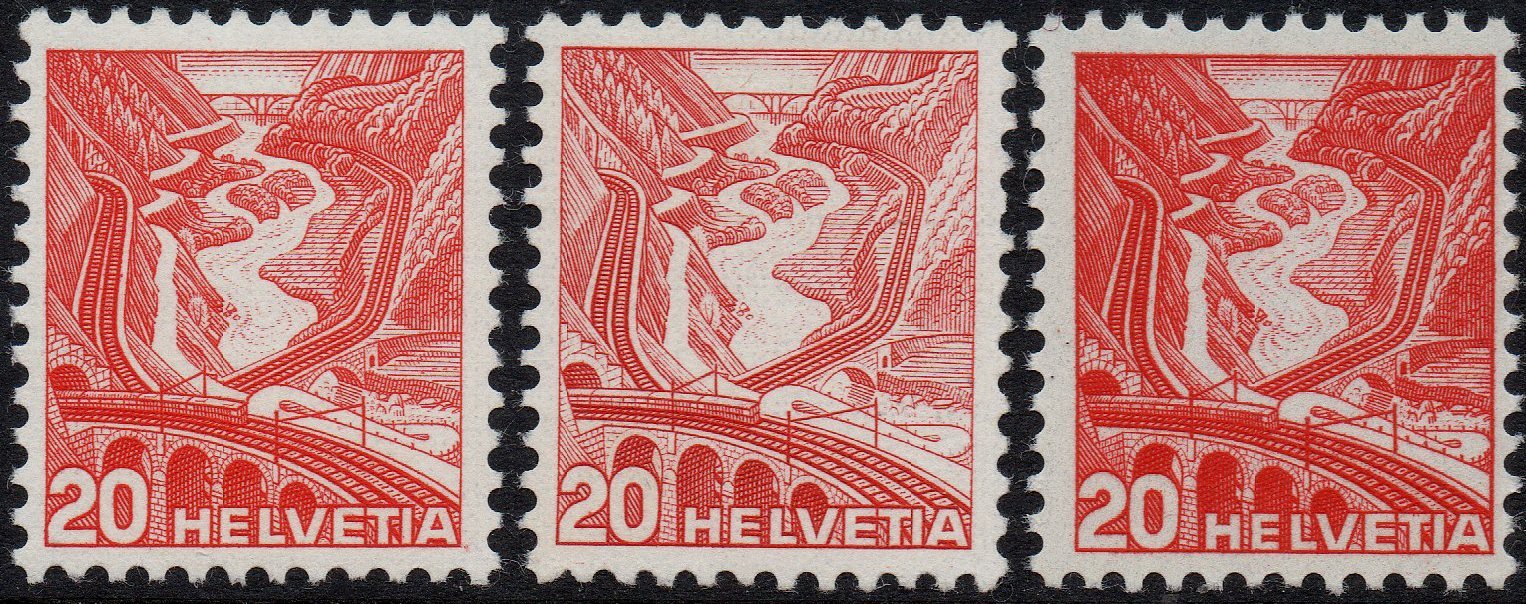 Briefmarken Schweiz Switzerland 1936 20c Urmarke Types Typen Gotthard Railway