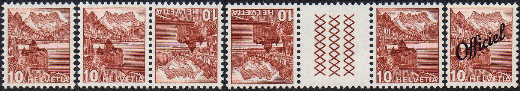Briefmarken Schweiz Switzerland 1936 10c Urmarke Schloss Chillon