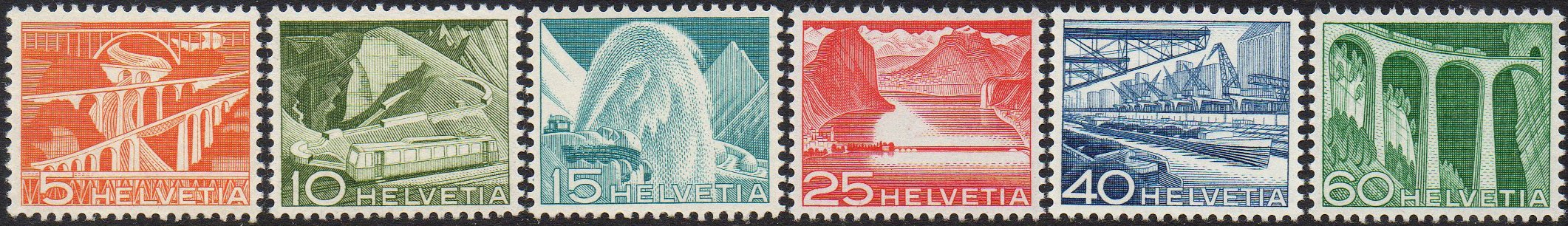 Briefmarken Schweiz Switzerland 1949/1950 Landschaften Urmarken Landscape series railways
