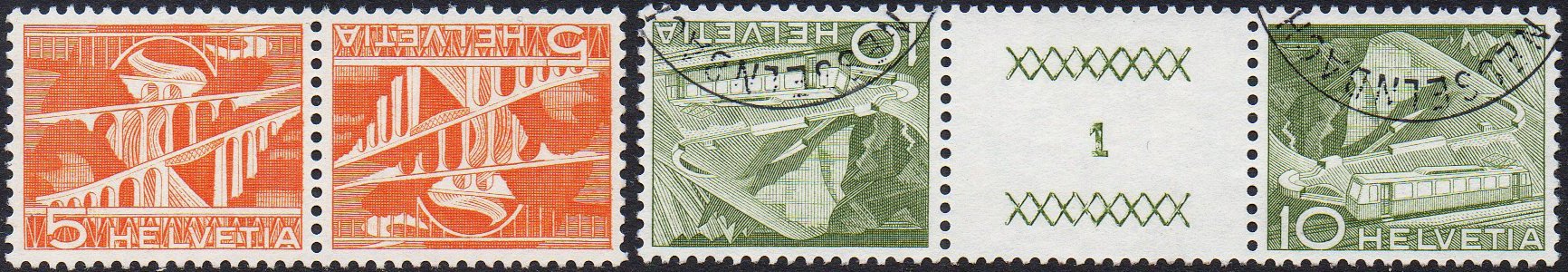 Briefmarken Schweiz Switzerland 1949/1950 Landschaften Urmarken Landscape series railways