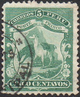 Peru Stamps Carriage by Railway tariff reduction 50% 1866 5c Vicuna