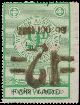 Western Australia Railway Parcels Stamps Company BOANS LTD 2/- 