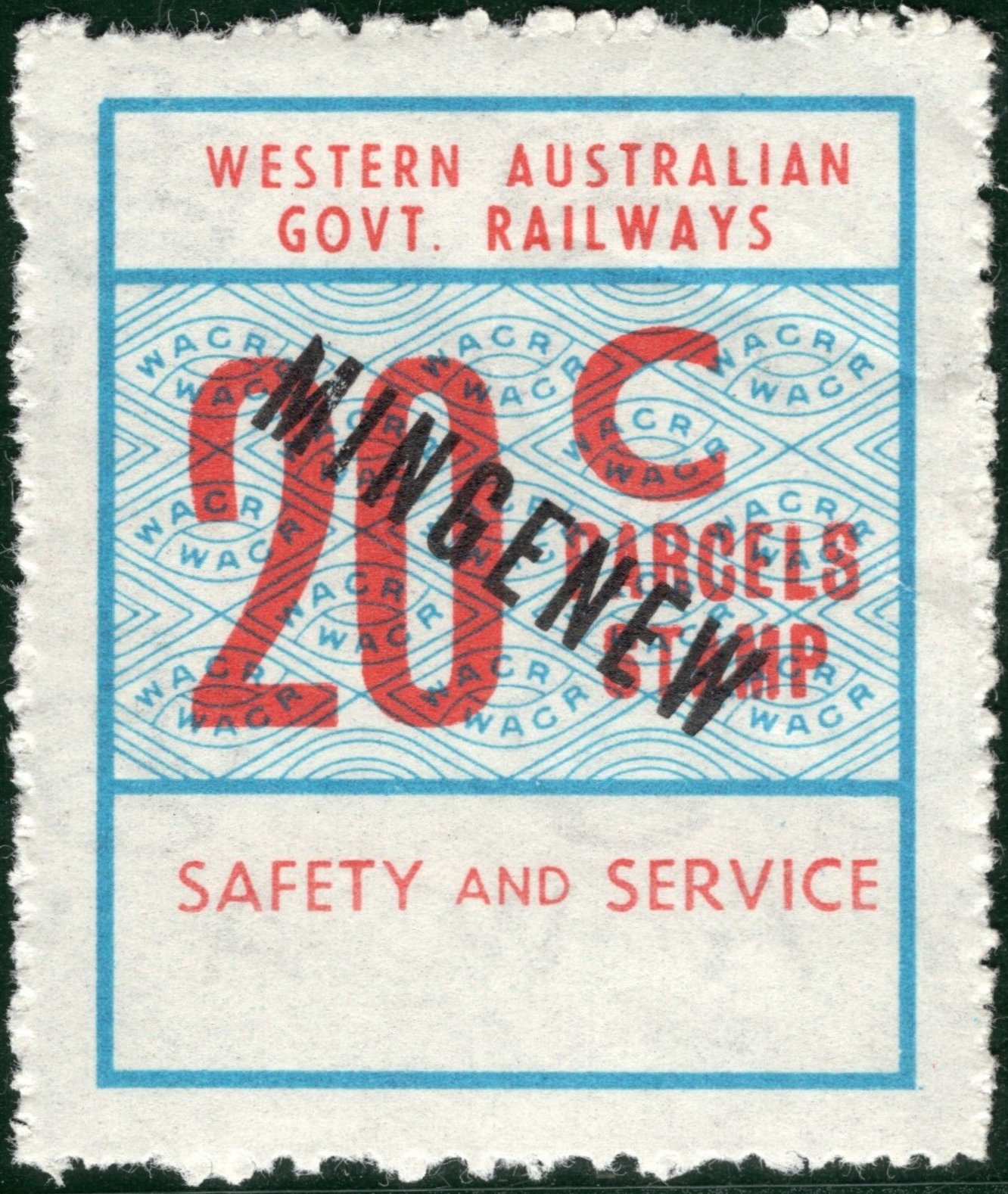 Australia WAGR Railway Parcel Stamps Fifth Series Stations MINGENEW