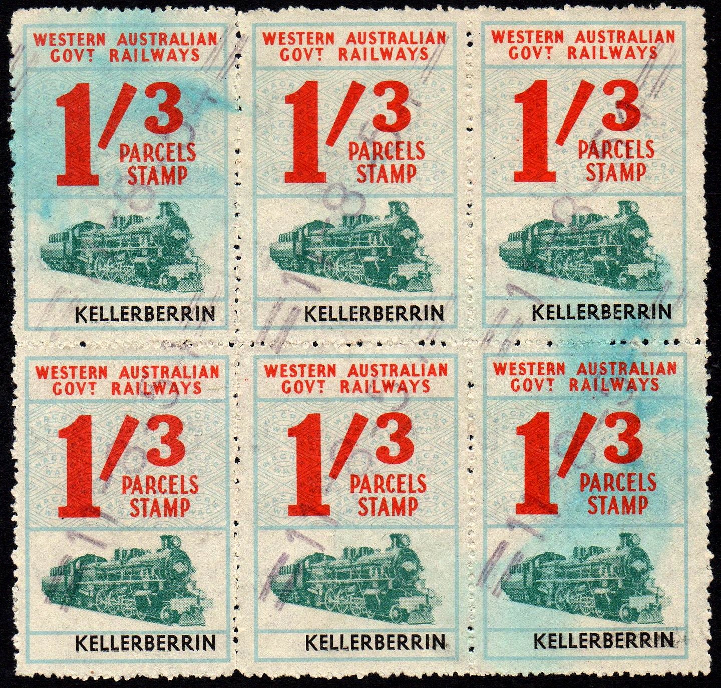 Western Australia Railway Parcels Stamps Cancellation Types