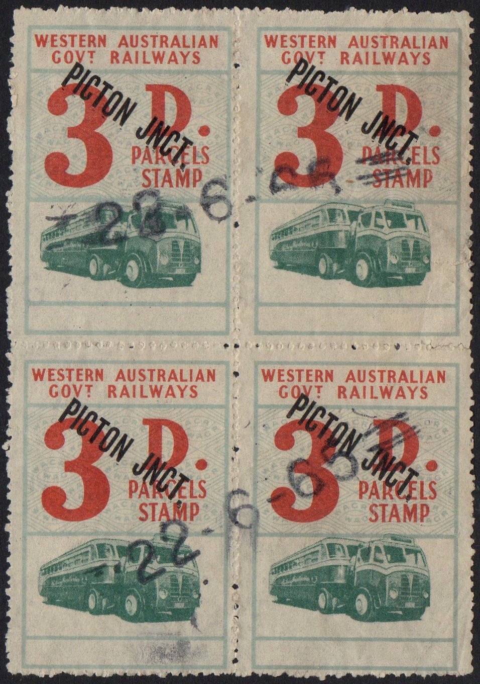 Western Australia Railway Parcels Stamps Cancellation Types