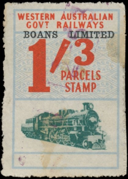 Western Australia Railway Parcels Stamps Company BOANS LTD 2/- 