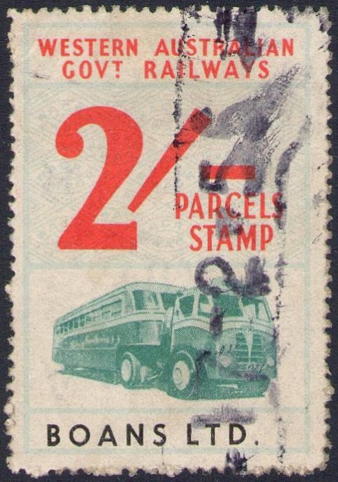 Western Australia Railway Parcels Stamps Company BOANS LTD 2/- 