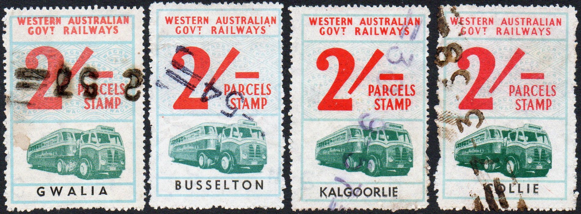 Western Australia Railway Parcels Stamps Wide Left Margins