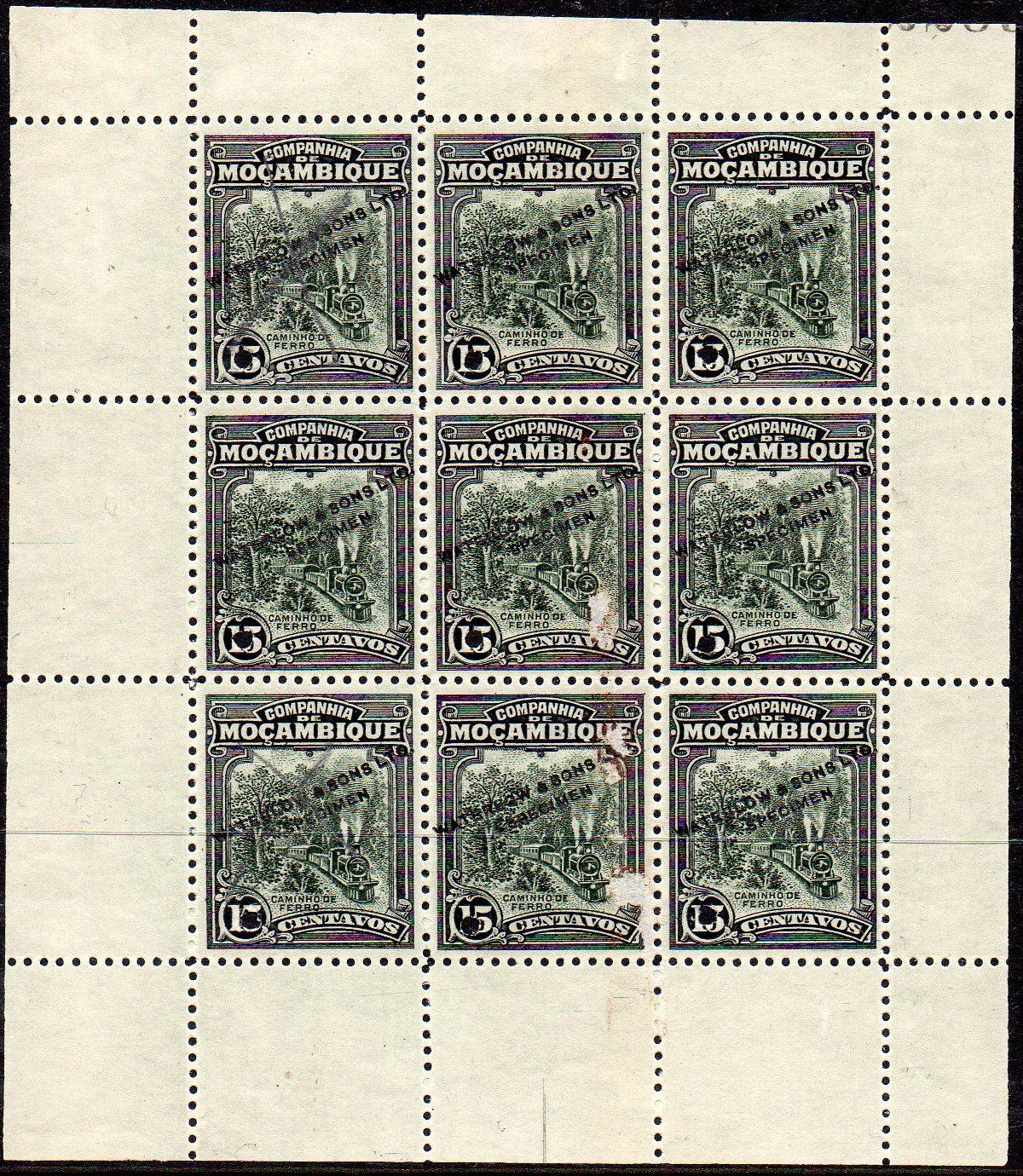 Mozambique Company Waterlow Specimen Steam Train sheetlet/9