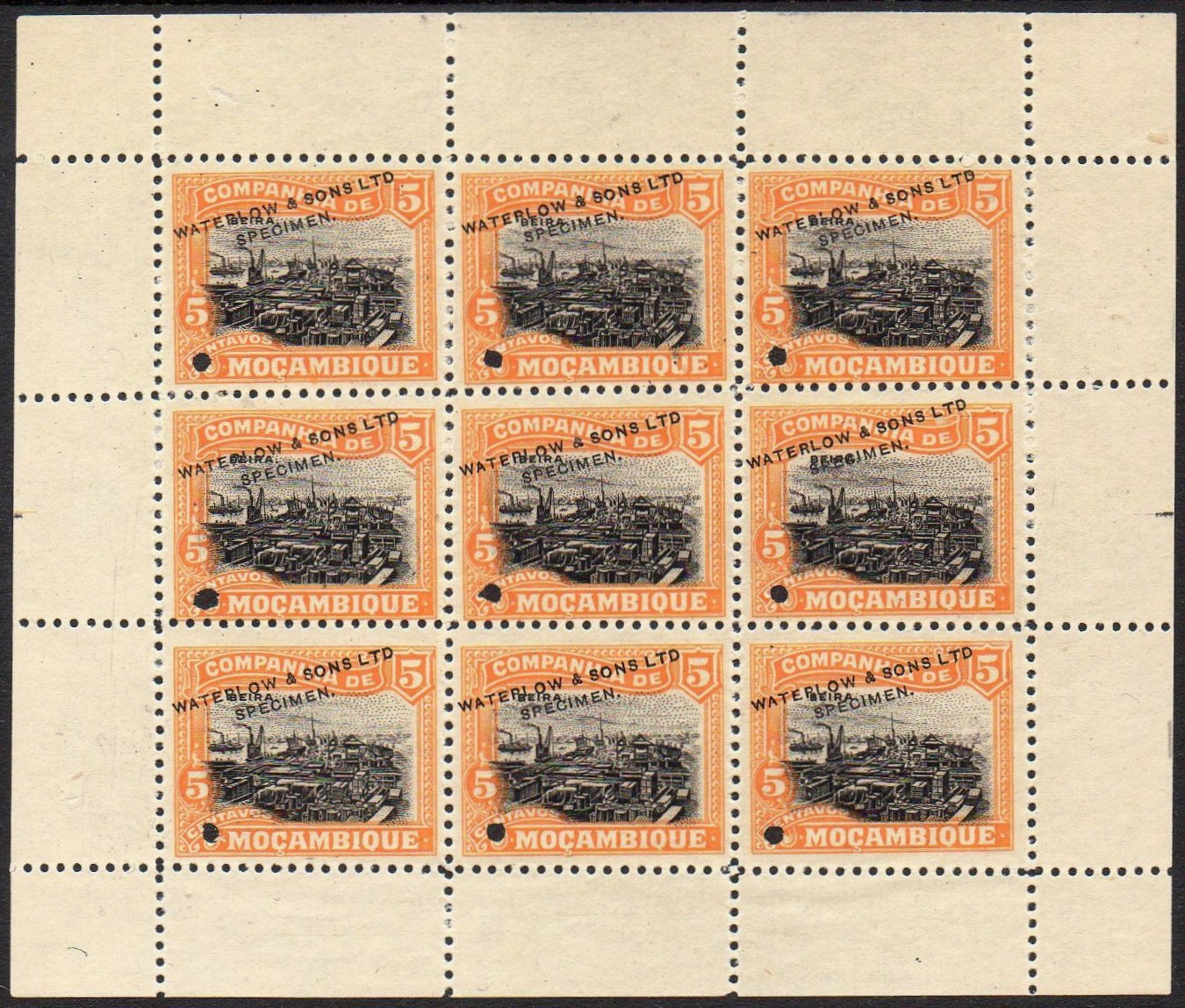 Mozambique Company Waterlow 5c Specimen Stamps