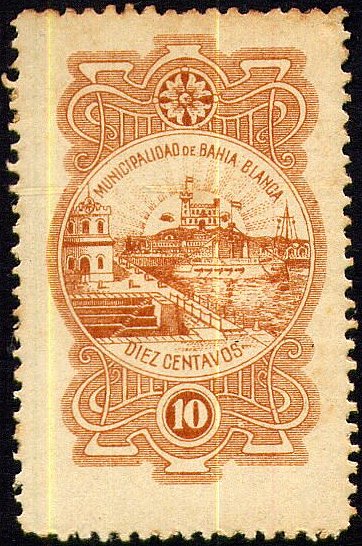 Argentina Bahia Blanca Revenue Stamps with steam train in design