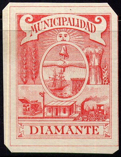Argentina Diamante (Entre-Rios Province) steam train Revenue Document cut-out