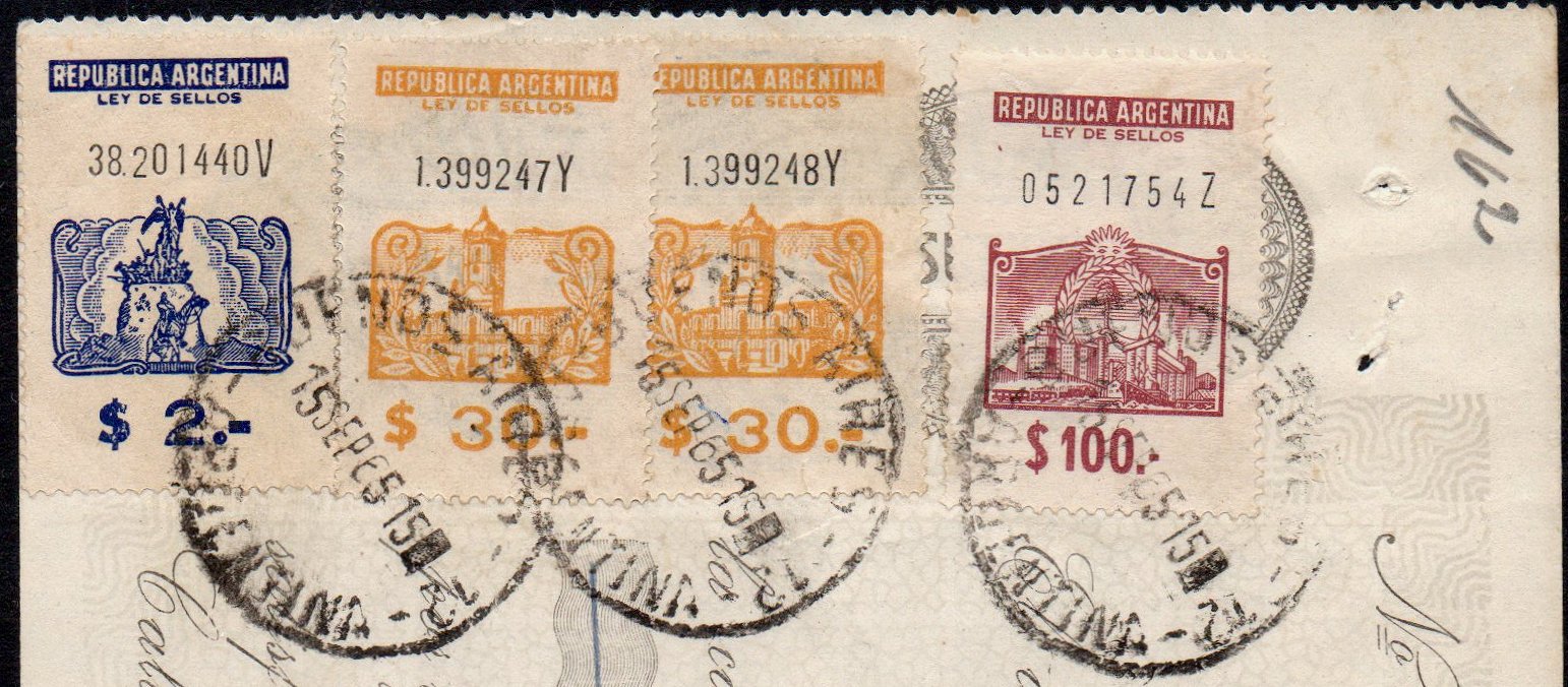 Argentina National Revenue Stamps with steam train in design