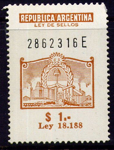 Argentina National Revenue Stamps with steam train in design