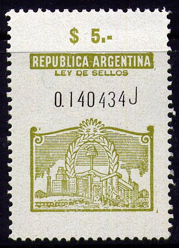 Argentina National Revenue Stamps with steam train in design