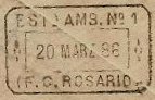 Argentina Stamps Philately Railway Travelling Post Office TPO cancel 1886