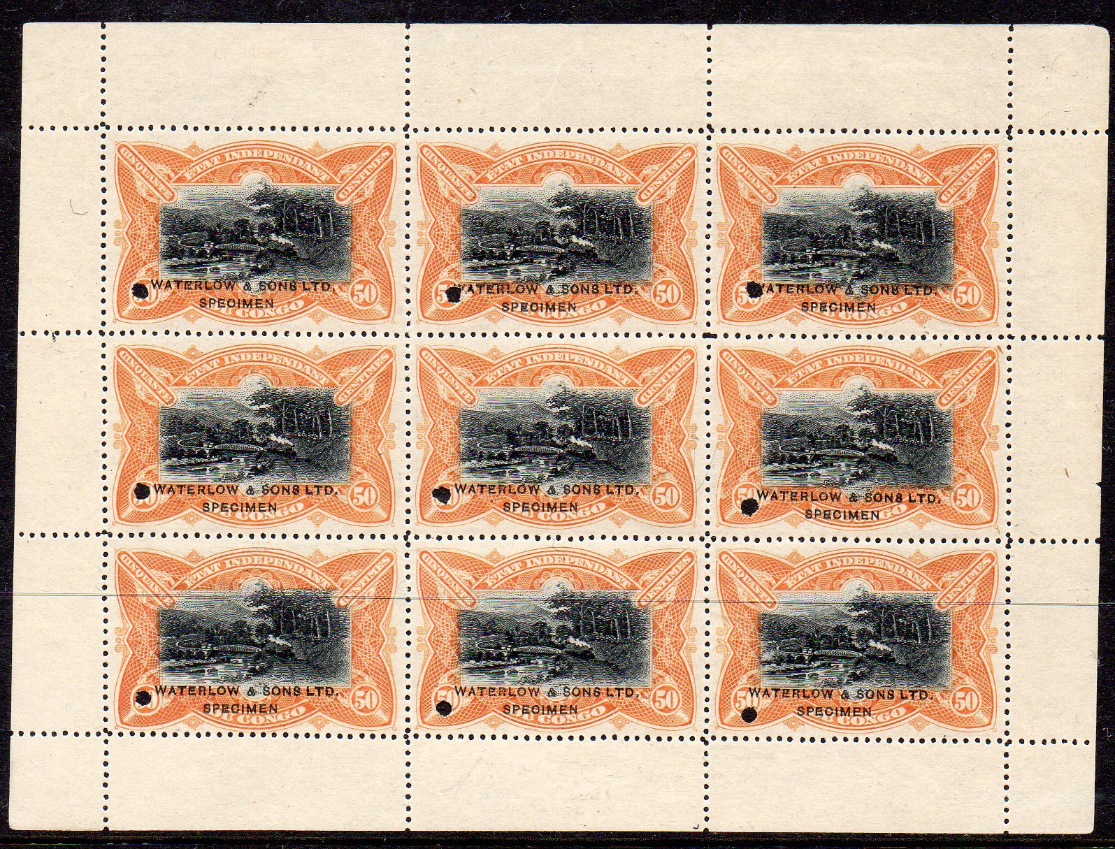 Belgian Congo 50c Mols Specimen sheetlet/9