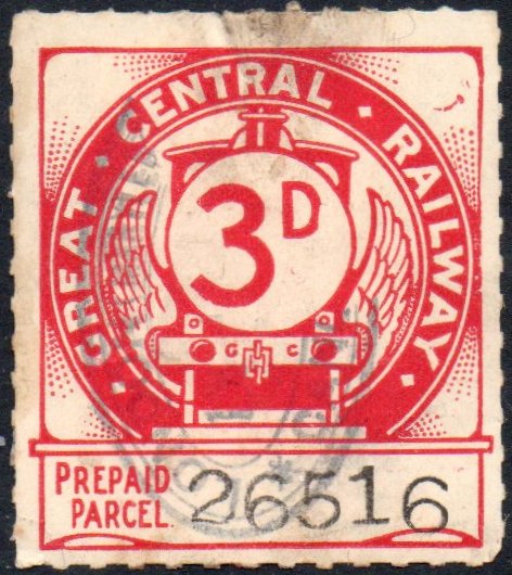 Great Central Railway Parcel Post Locomotive 1st Issue 3d Large Control figures