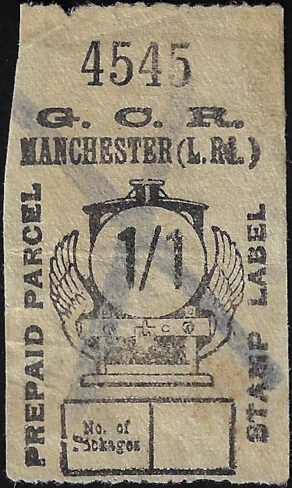 Great Central Railway Parcel Post Locomotive 1/1 (1s1d) on White paper.