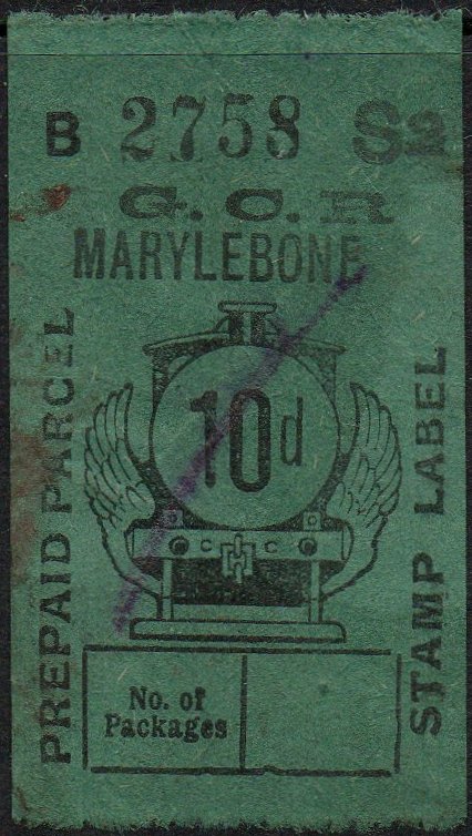 Great Central Railway Parcel Post Locomotive 10d on Green paper