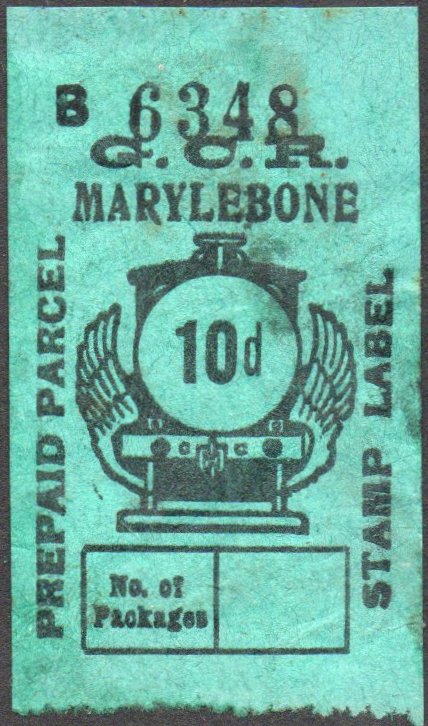 Great Central Railway Parcel Post Locomotive 10d on Green paper