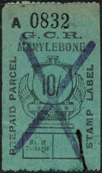 Great Central Railway Parcel Post Locomotive 10/- on Green paper