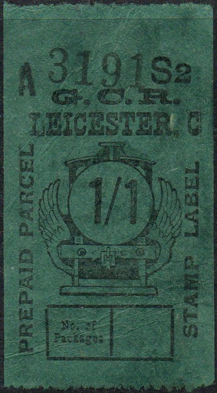 Great Central Railway Parcel Post Locomotive 1/ on Green paper.