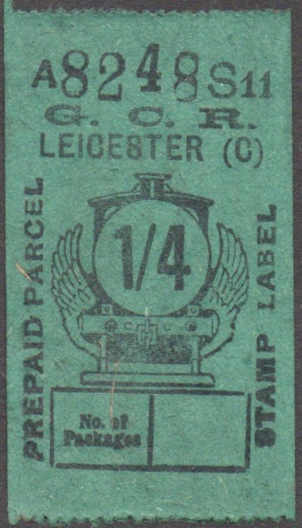 Great Central Railway Parcel Post Locomotive 1/4 on Green paper