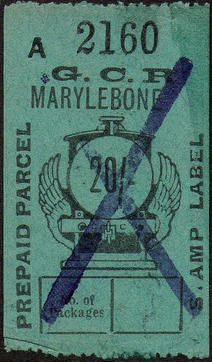 Great Central Railway Parcel Post Locomotive 20/- on Green paper