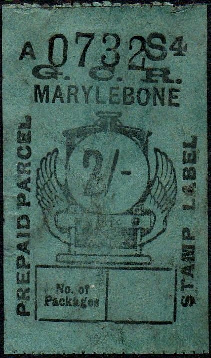Great Central Railway Parcel Post Locomotive 2/- on Green paper