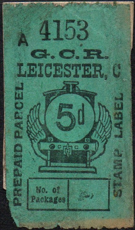 Great Central Railway Parcel Post Locomotive 5d on Green paper