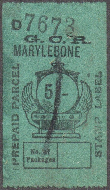 Great Central Railway Parcel Post Locomotive 5/- on Green paper