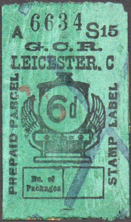 Great Central Railway Parcel Post Locomotive 6d on Green Paper