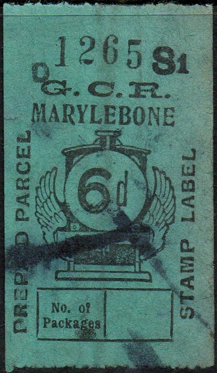 Great Central Railway Parcel Post Locomotive 6d on Green Paper