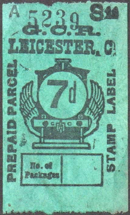 Great Central Railway Parcel Post Locomotive 7d on Green paper
