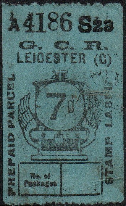 Great Central Railway Parcel Post Locomotive 7d on Green paper