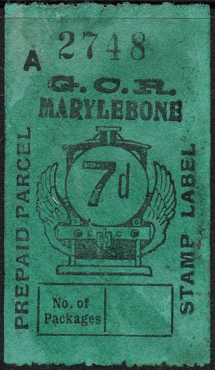 Great Central Railway Parcel Post Locomotive 7d on Green paper